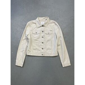 Vintage 90s Calvin Klein Ivory‎ Sand Denim Jacket Size Medium